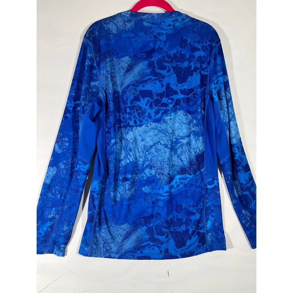 Realtree Fishing Camo Long Sleeve Performance Shirt Men S Blue Mesh Panels Ocean